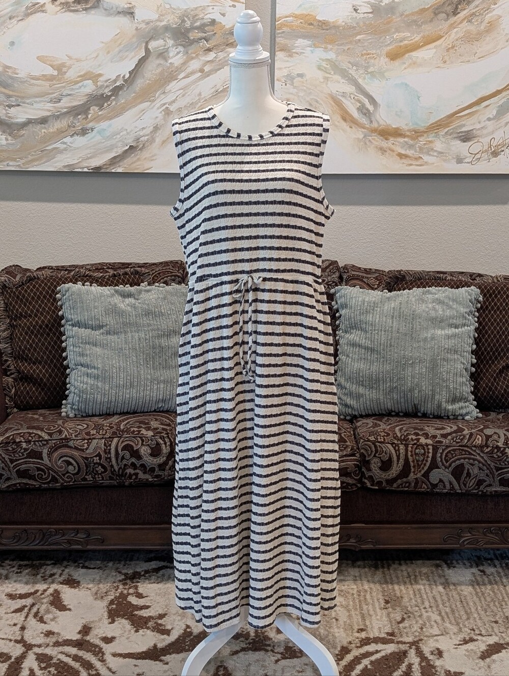 Striped Sleeveless Maxi Dress